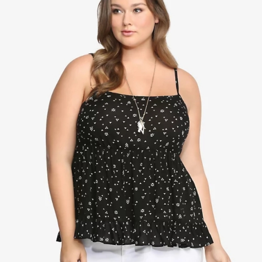 Torrid Falling Triangles Spaghetti Strap Babydoll Top Sz 2